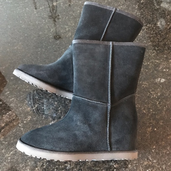 New UGG Classic Femme Short Boot, Black UGGs, Wedge Booties, Cozy Wedges, UGGs